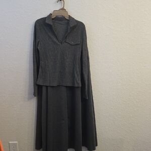 Gray Long Sweater And Skirt